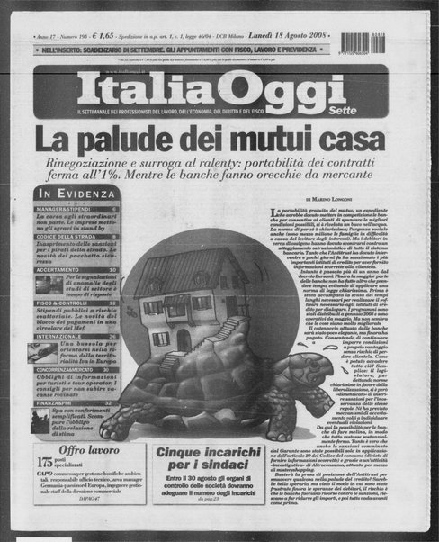 Italia oggi : quotidiano di economia finanza e politica